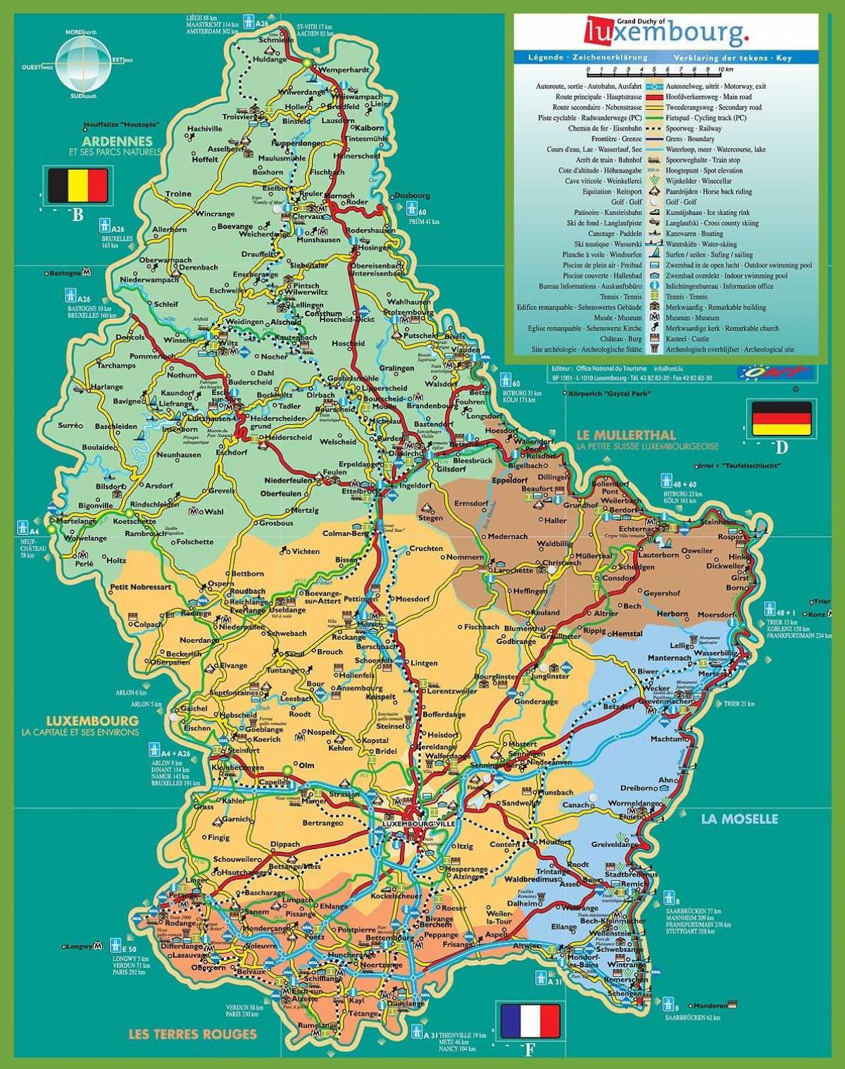 लक्समबर्ग के आकर्षण का नक्शा