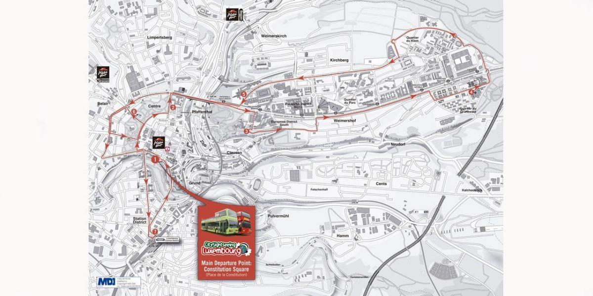 के नक्शे बंद हॉप पर हॉप लक्समबर्ग