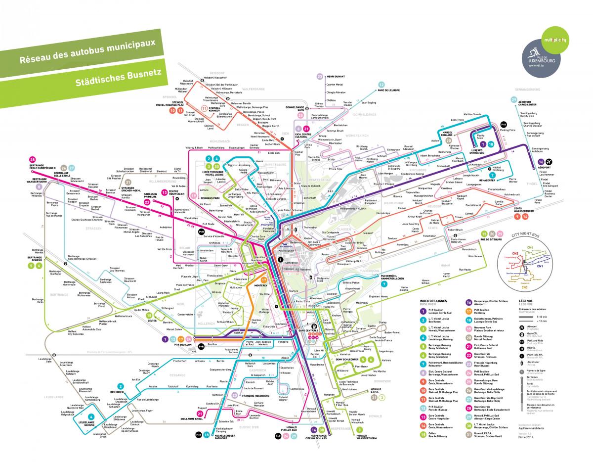 नक्शा सार्वजनिक परिवहन लक्समबर्ग