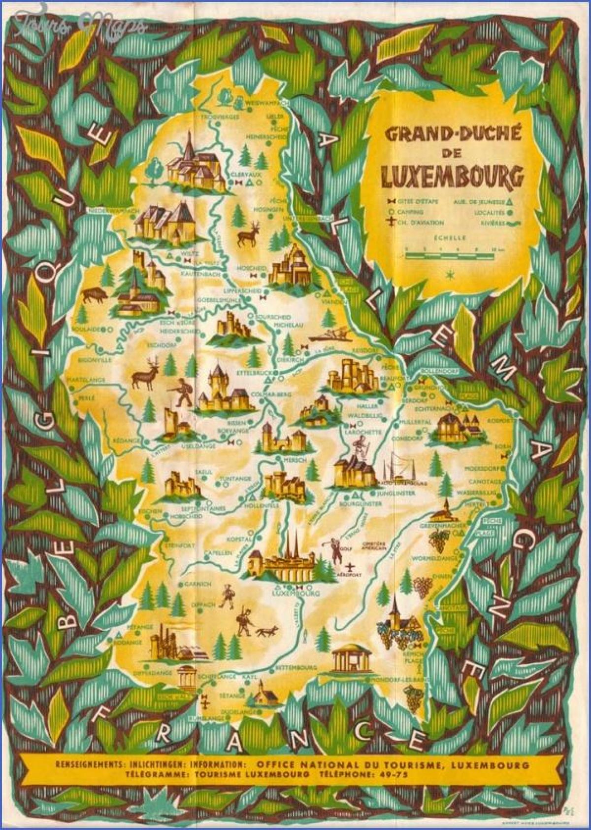 नक्शा लक्समबर्ग के पर्यटन स्थलों का भ्रमण
