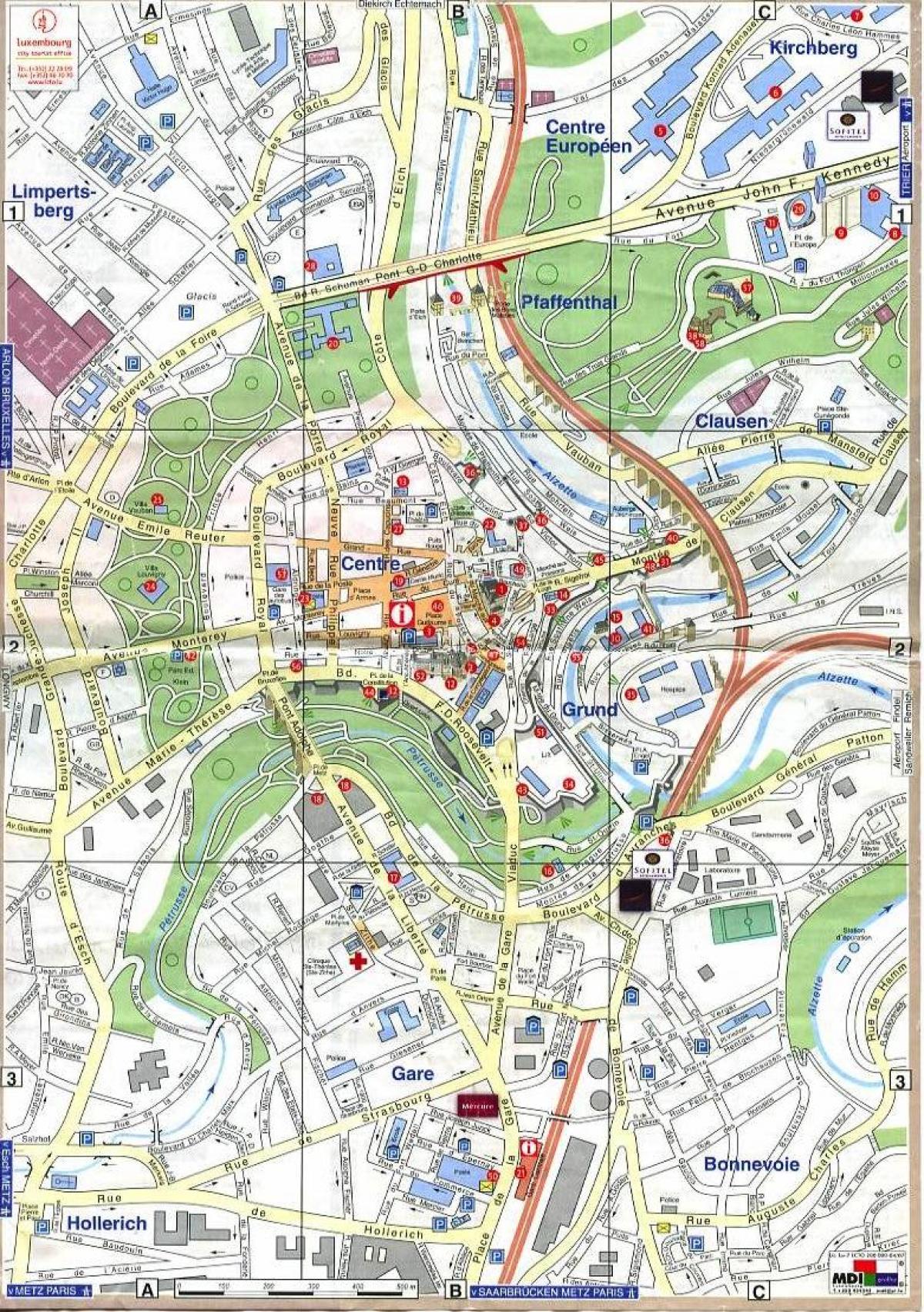 नक्शा लक्समबर्ग के पुराने शहर
